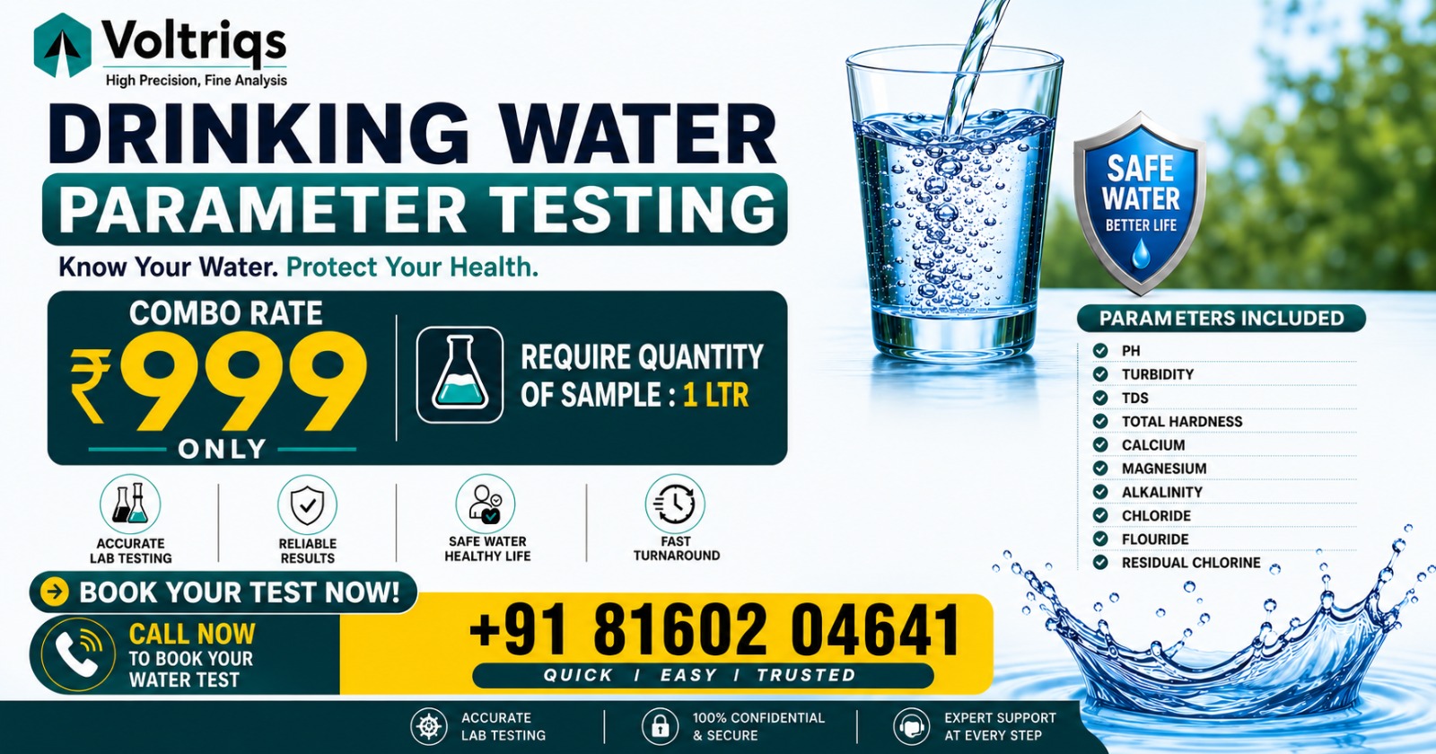 Drinking Water Parameter Testing – Accurate Lab Water Analysis at Just ₹999